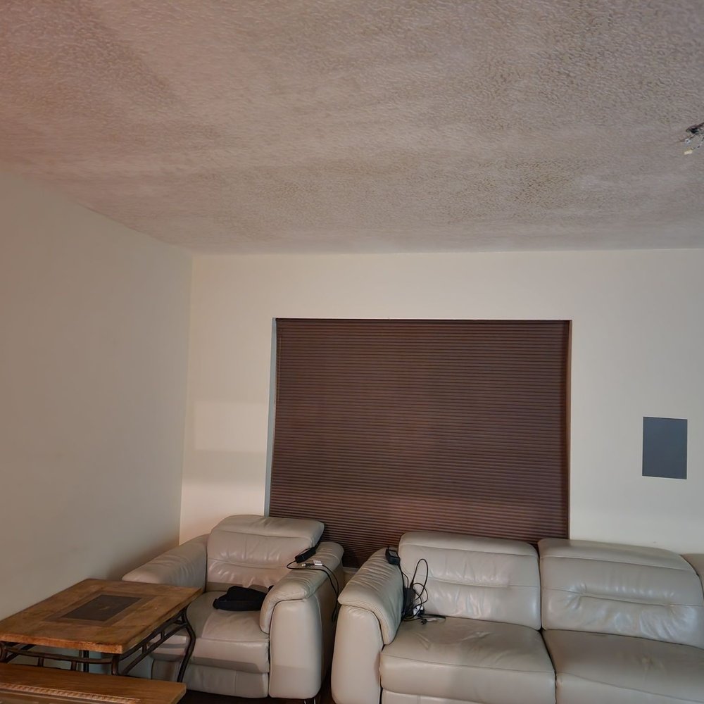 Blue Sky Popcorn Removal - Day 1 - Family room - Drywall Installation & Repair Near Me - Margate, Florida Blue Sky Popcorn Removal - Day 1 - Family room - Drywall Installation & Repair Near Me - Margate, Florida