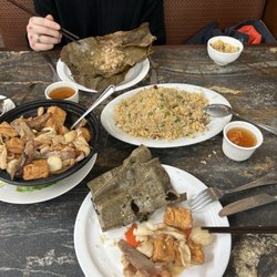 Bill’s Peking House - Bbq pork Fried rice, sticky rice, Seafood with Mixed Meat and tofu Hot Pot.  We ate the Steamed Shrimp and Pork Dumplings.