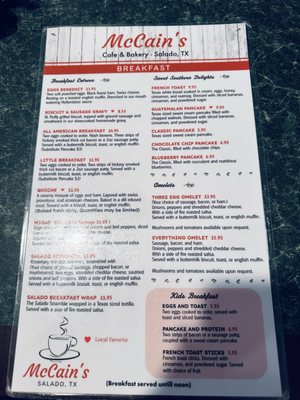 Menu photo 4 McCain's Bakery & Cafe Salado, TX