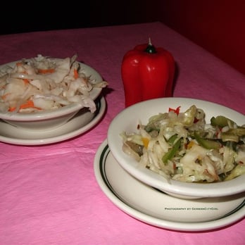 Budapest Bistro - Two varieties of cabbage salad. - German Near Me - Lynnwood, Washington Budapest Bistro - Two varieties of cabbage salad. - German Near Me - Lynnwood, Washington