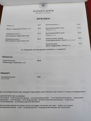 Menu photo 1 KÜNSTLER'S Munich, BY Menu photo 1 KÜNSTLER'S Munich, BY