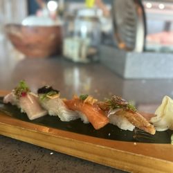Sushi Rebel - Signature nigiri (yellowtail, red snapper, salmon, snow crab)