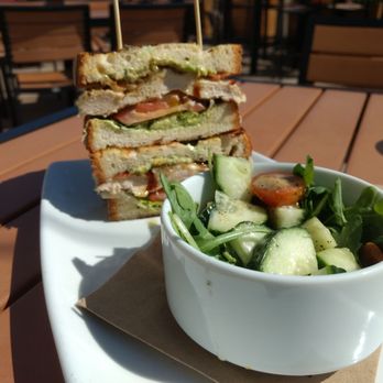 Evviva Trattoria - Club sandwich with chicken; arugula side salad. - Pizza Near Me - Wrentham, Massachusetts