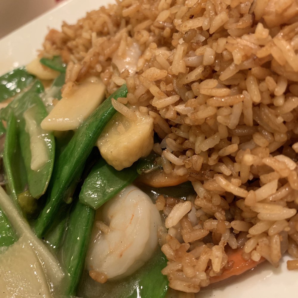 Golden House - Shrimp Pea Pad with fried rice - Chinese Near Me - Howell, Michigan Golden House - Shrimp Pea Pad with fried rice - Chinese Near Me - Howell, Michigan