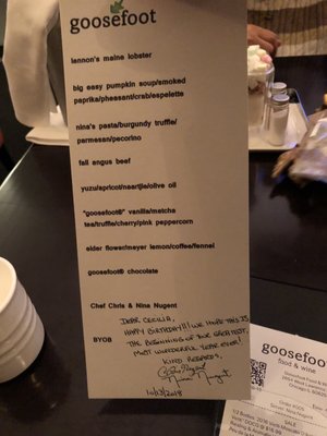 Menu photo 2 Goosefoot Chicago, IL
