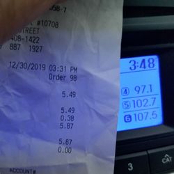 McDonald's - Check time on receipt and time on car clock
