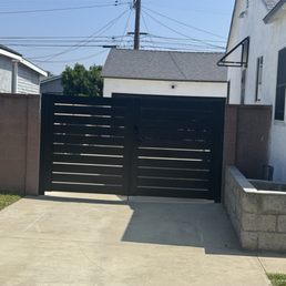 Black Aluminum Drive Gate with Smart lock