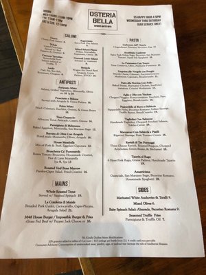 Menu photo 5 Osteria Bella San Francisco, CA
