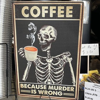 Coffee Rx - a skeleton holding a cup of coffee - Coffee & Tea Near Me - Brooklyn, New York