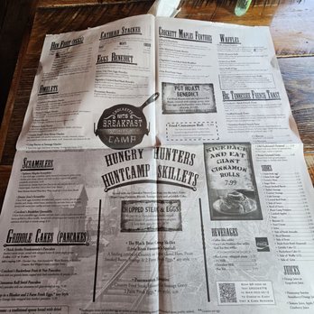 Crockett's 1875 Breakfast Camp - The menu is printed in newspaper form - Breakfast & Brunch Near Me - Gatlinburg, Tennessee Crockett's 1875 Breakfast Camp - The menu is printed in newspaper form - Breakfast & Brunch Near Me - Gatlinburg, Tennessee