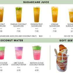 Whip X Banh Mi - Menu - sugarcane juice, coconut water, and soft serve ice cream