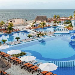 Carolyn Waffle Certified Travel - Moon Palace in Cancun, Mexico: swim area including spiral slide!