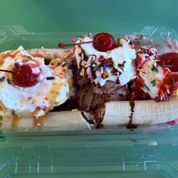 Michoacana Ice Cream Parlor - Banana Split made just right! Nice seating inside,and quiet.