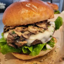 The Salty Dawg Tavern - Mushroom Swiss burger