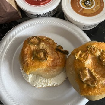 Einstein Bros. Bagels - Jalapeño bagel with plain cream cheese - Bagels Near Me - Port Hueneme, California Einstein Bros. Bagels - Jalapeño bagel with plain cream cheese - Bagels Near Me - Port Hueneme, California