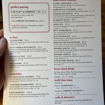 Ruth's Chris Steak House - Bar Menu (happy hour prices in red) - Steakhouses Near Me - South Barrington, Illinois
