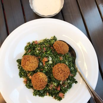 Lebanese Taverna - Tabule with added falafels - so good! The best falafels! - Lebanese Near Me - Mclean, Virginia