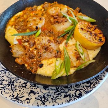 Tupelo Honey - Shrimp and Grits (cheesy and packed with flavor) - Southern Near Me - Omaha, Nebraska Tupelo Honey - Shrimp and Grits (cheesy and packed with flavor) - Southern Near Me - Omaha, Nebraska