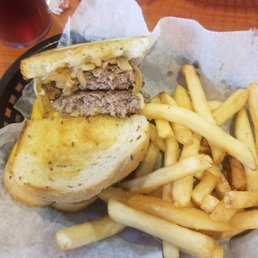 Patty melt.  Nice double burger, but not at all cooked to a medium.  Fries were nothing special