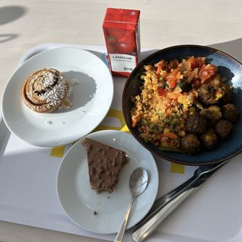 IKEA - Vege balls and Daim cake (so good) and cinnamon w cardamom w sugar roll, and mostly juice in paper container (strawberry, apple). So good - Furniture Stores Near Me - Jönköping, F