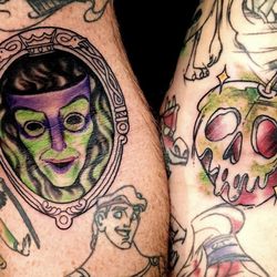 Black Harbor Tattoo - Evil mirror and rotting apple. Hercules and Meg
