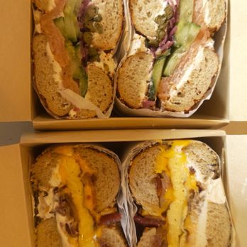 Rachel's Bagels & Burritos - top: ramone on a togarashi  bottom: bobby on an everything - Breakfast & Brunch Near Me - Seattle, Washington