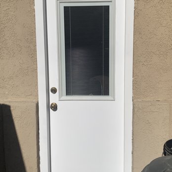 Doors All Kinds - a white door with blinds - General Contractors Near Me Doors All Kinds - a white door with blinds - General Contractors Near Me