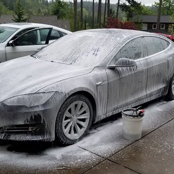 Oregon Detail Co - Tesla getting a bath! - Auto Detailing Near Me - Eugene, Oregon