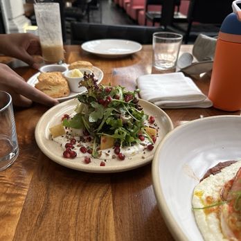 Redbird - PEAR SALAD and BUTTERMILK BISCUITS in the back - New American Near Me - Los Angeles, California