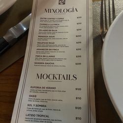Finca Argentina - Cocktail menu