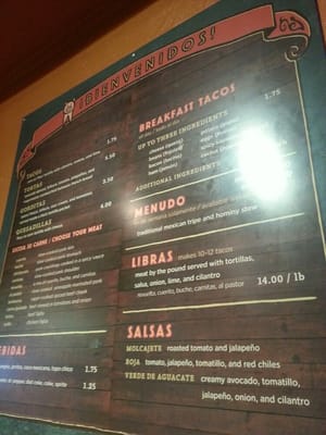 Menu photo 1 El Tacorrido Austin, TX