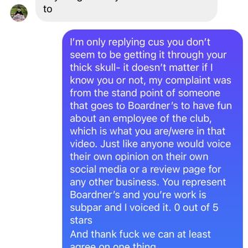Boardner's - In this moment she copped a massive L and stopped replying, stalked my IG, and then blocked me even tho I never went on her page once - Dive Bars Near Me - Hollywood, California Boardner's - In this moment she copped a massive L and stopped replying, stalked my IG, and then blocked me even tho I never went on her page once - Dive Bars Near Me - Hollywood, California