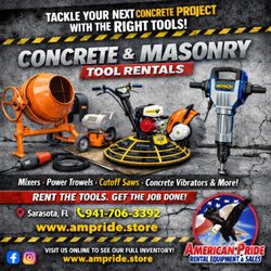 American Pride Rental Equipment And Sales - Tackle Your Next Concrete Project with the Right Tools! 
Need reliable concrete & masonry equipment for your job site or DIY project?