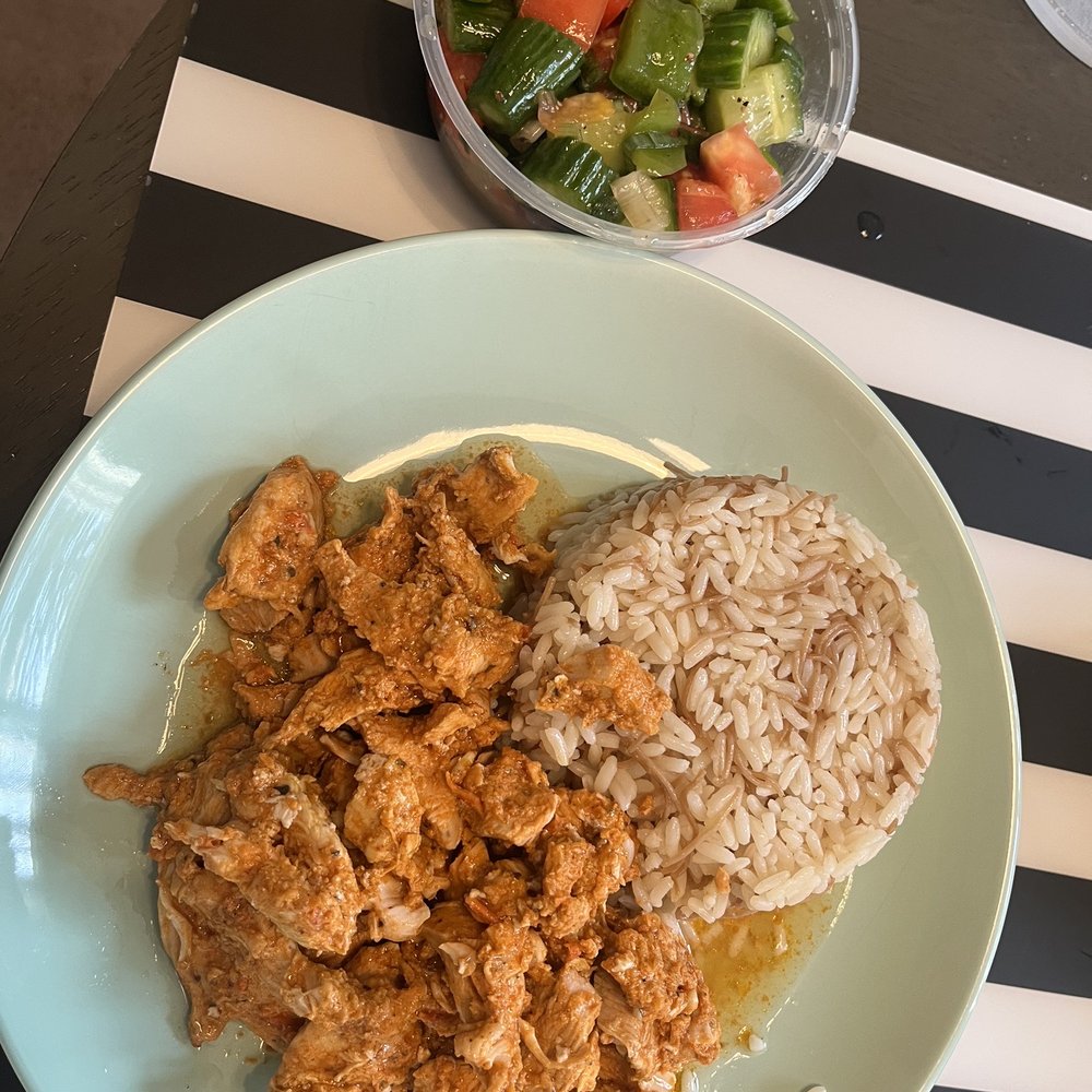 Chicken Schawarma with Rice and Mediterranean Salad Combo Chicken Schawarma with Rice and Mediterranean Salad Combo