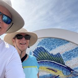 Daytona International Speedway - Many mosaics plaques of local animals- sailfish here! There about a dozen beautiful mosaics!