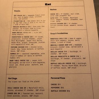Après Only - Menu as of February 2026 - Bars Near Me - Stowe, Vermont