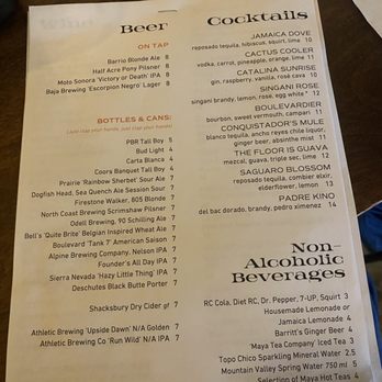 Tito & Pep - Cocktail and drinks page one - New American Near Me - Tucson, Arizona