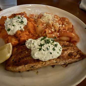 Heirloom - Salmon with rigatoni and sweet potatoes - New American Near Me - Fresno, California Heirloom - Salmon with rigatoni and sweet potatoes - New American Near Me - Fresno, California