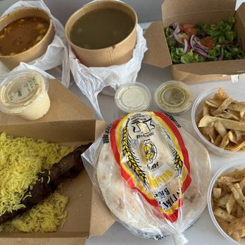 Hummus House - Lamb Kabob Plate Lunch, Large spicy chicken garbanzo soup, Large lentil soup - Mediterranean Near Me - Hawthorne, California Hummus House - Lamb Kabob Plate Lunch, Large spicy chicken garbanzo soup, Large lentil soup - Mediterranean Near Me - Hawthorne, California