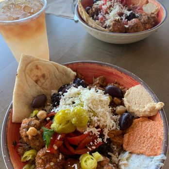 Kairos Mediterranean - Lavender Tea and recovery bowl w peppers added - Greek Near Me - Mount Pleasant, South Carolina Kairos Mediterranean - Lavender Tea and recovery bowl w peppers added - Greek Near Me - Mount Pleasant, South Carolina