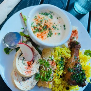 La Mediterranee - Lunch Chicken Pomegranate, Fillo Appetizer, Avgolemono Soup(lemon, Chicken, Rice) - Middle Eastern Near Me - San Francisco, California La Mediterranee - Lunch Chicken Pomegranate, Fillo Appetizer, Avgolemono Soup(lemon, Chicken, Rice) - Middle Eastern Near Me - San Francisco, California