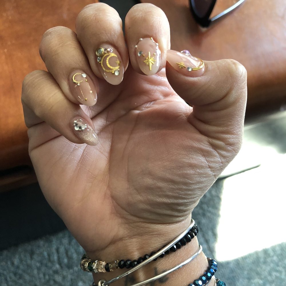 Wild Orchids - Gel full set with nail art - Nail Salons Near Me - Westwood, Massachusetts