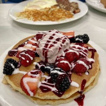 Lake Highlands Cafe - Berry Pancakes with mascarpone berry cream - Breakfast & Brunch Near Me - Dallas, Texas Lake Highlands Cafe - Berry Pancakes with mascarpone berry cream - Breakfast & Brunch Near Me - Dallas, Texas