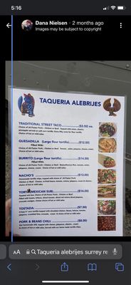 Menu photo 3 Taqueria Alebrijes Surrey, BC Menu photo 3 Taqueria Alebrijes Surrey, BC