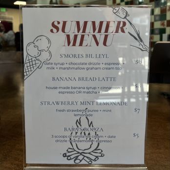 Baba's Coffee Corner - summer menu - Coffee & Tea Near Me - Orange, California