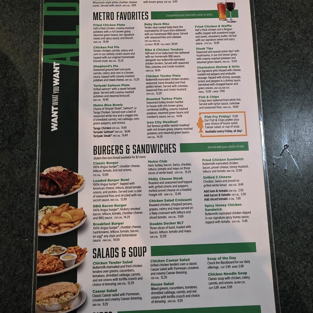 Metro Diner - Back of menu - American Near Me - Sarasota, Florida Metro Diner - Back of menu - American Near Me - Sarasota, Florida