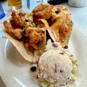 Driftaway Cafe - Firecracker Shrimp Tacos & Potato Salad - American Near Me - Savannah, Georgia Driftaway Cafe - Firecracker Shrimp Tacos & Potato Salad - American Near Me - Savannah, Georgia
