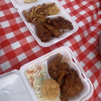Mike's Chicken - Three piece dark with fries, creamed corn, and biscuit (above). Three piece dark with coleslaw, mashed potatoes, and a biscuit (below). - Chicken Shop Near Me - Dallas, Texas Mike's Chicken - Three piece dark with fries, creamed corn, and biscuit (above). Three piece dark with coleslaw, mashed potatoes, and a biscuit (below). - Chicken Shop Near Me - Dallas, Texas