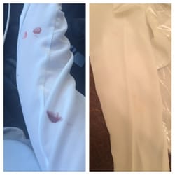 K Town Cleaners - Lipstick be gone! Maybe not like new, but pretty damn close. Not bad for a white, silk, shirt attacked by lipstick!