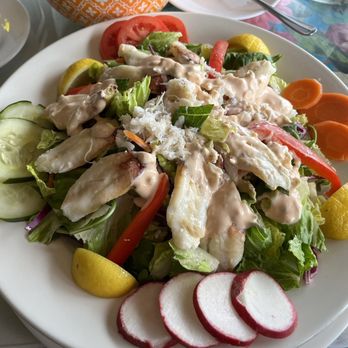Hilltop House Restaurant and Lounge - Crab salad - notice how much crab is piled on! Claws and shredded crab. - Lounges Near Me - North Bend, Oregon Hilltop House Restaurant and Lounge - Crab salad - notice how much crab is piled on! Claws and shredded crab. - Lounges Near Me - North Bend, Oregon